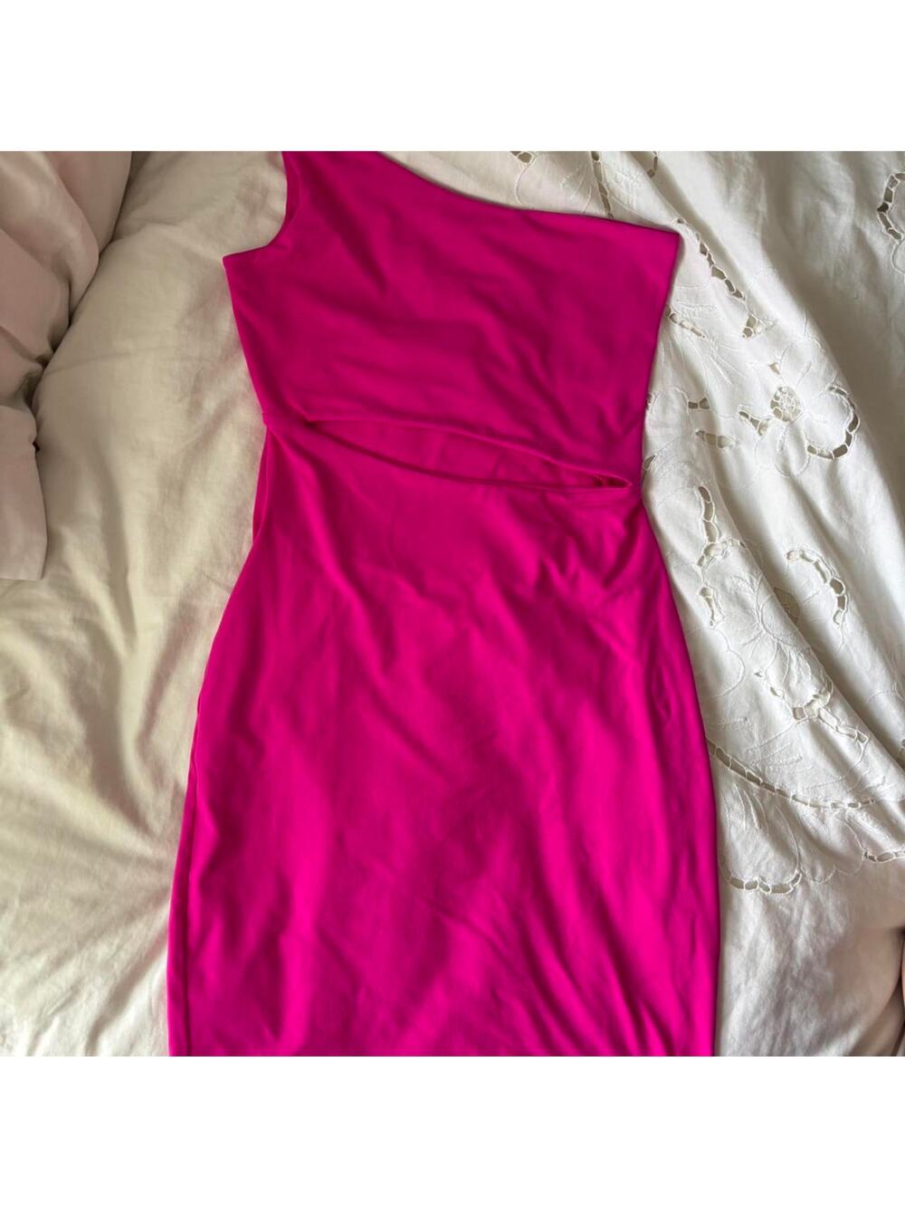 Susana monaco hot pink off the shoulder dress